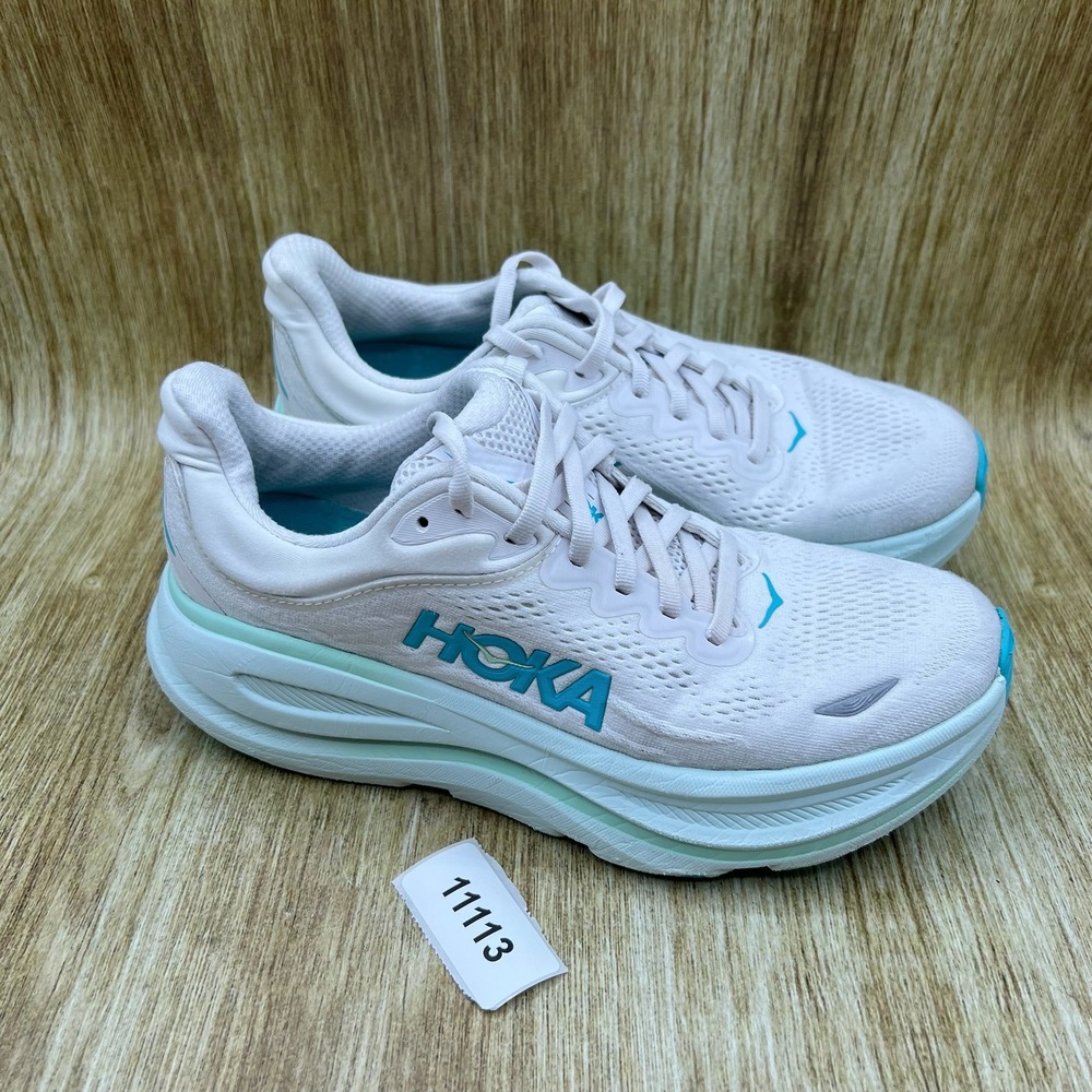 Hoka One One Bondi 9 Women's Size 7.5 White Blue Running Shoes 1162012 FTCL - Picture 10 of 10
